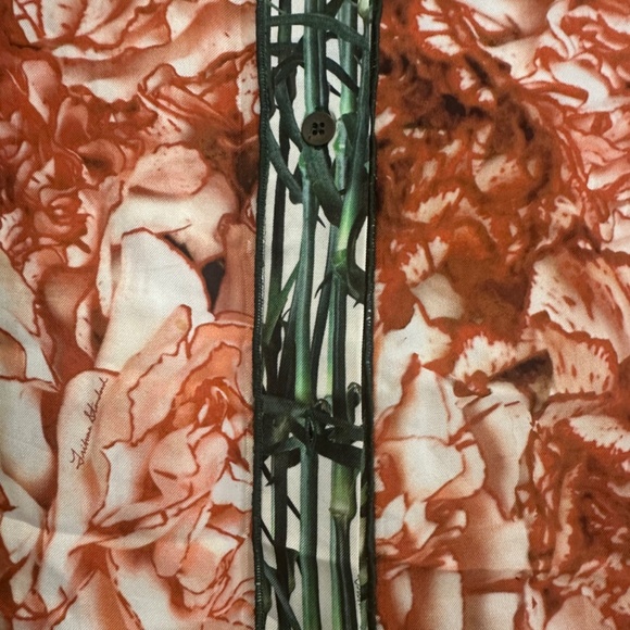 TRIBUNE STANDARD Orange and Green Botanical Sleeveless 100% Silk Dress - Size L. - Picture 9 of 16